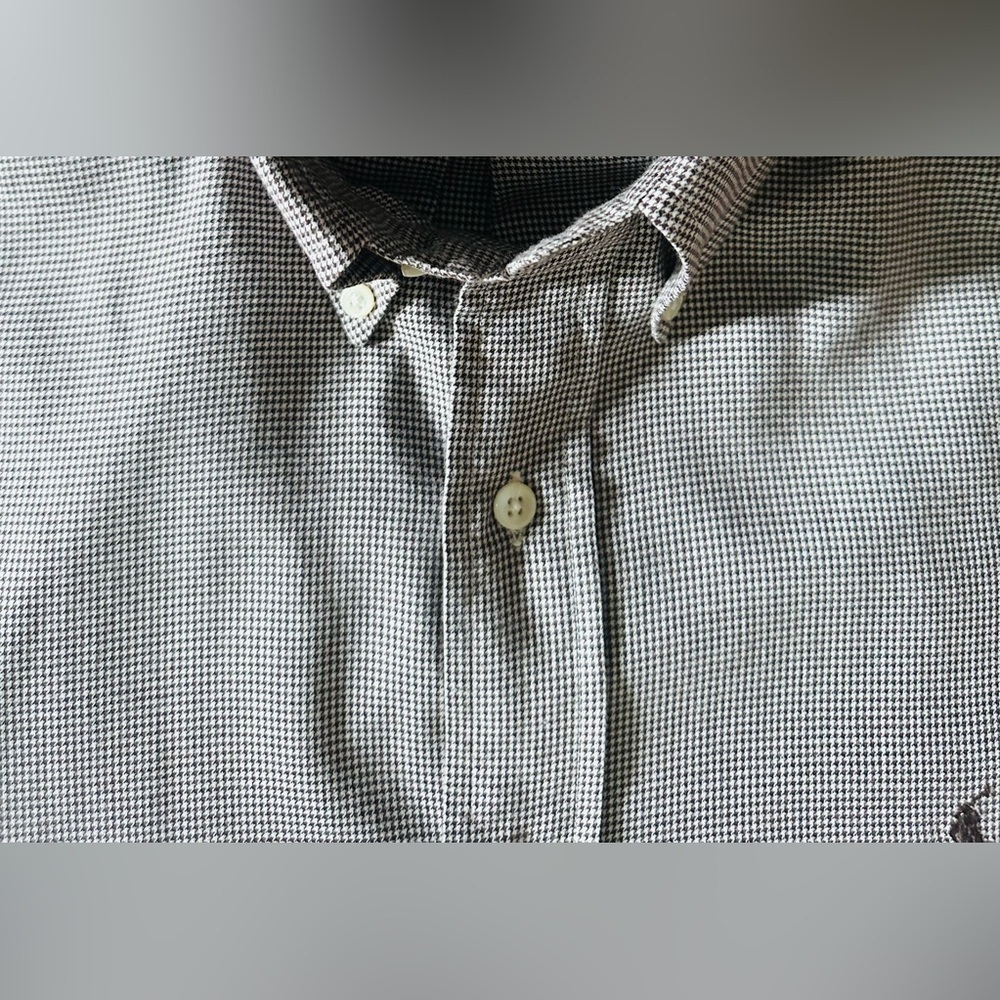 Men’s Ralph Lauren Plaid Long Sleeved Button-Down Brown & White Shirt - Picture 14 of 15